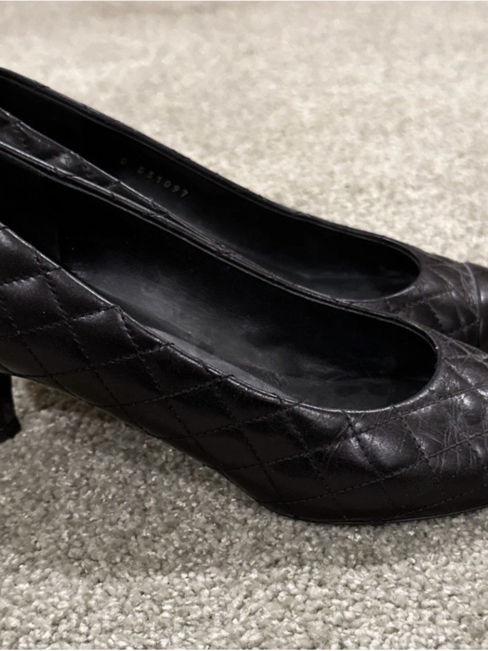 CHANEL Black Quilted Leather Mid-Heel Pump